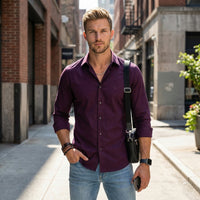 Men Wine Solid Slim Fit Shirt