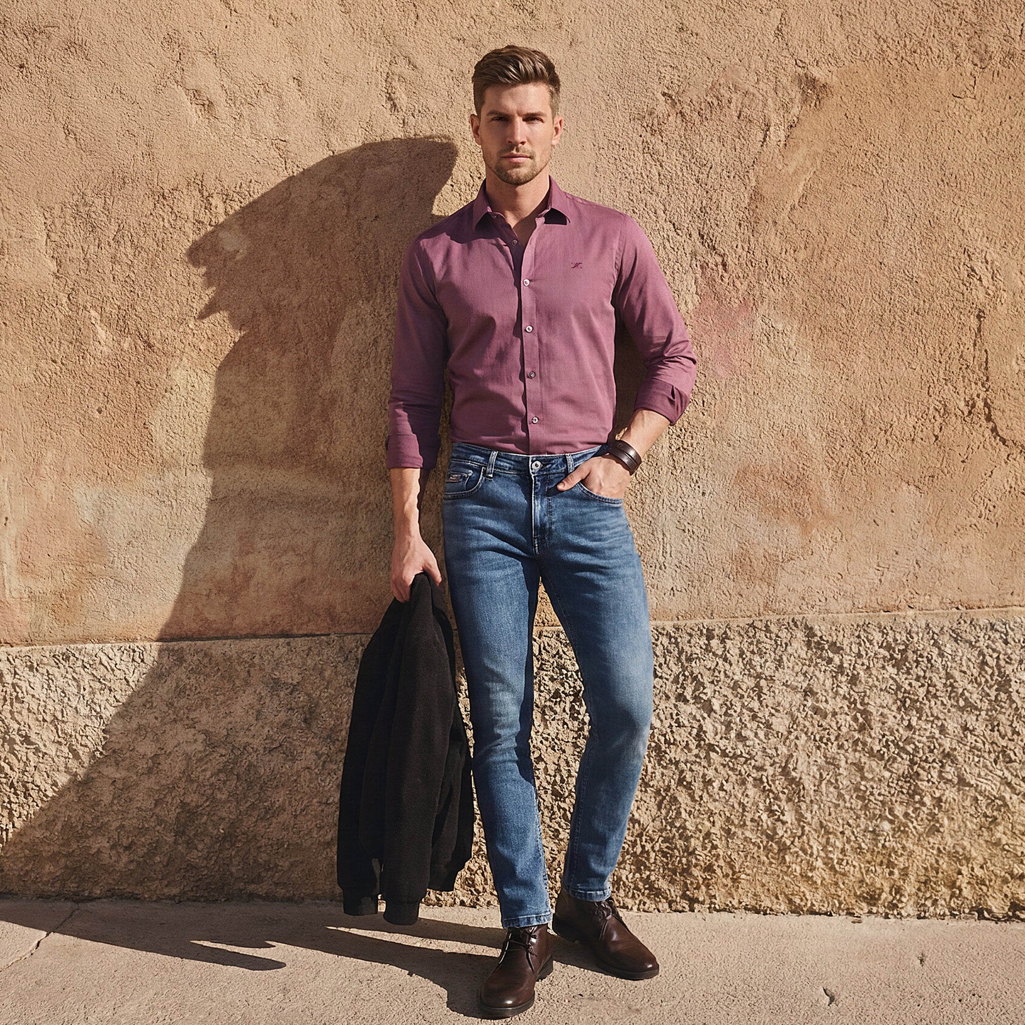 Men Pink Solid Slim Fit Shirt