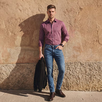 Full sleeves Slim Fit Onion Pink Premium Satin Solid Shirt