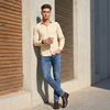 Full sleeves Slim Fit Cream Premium Satin Solid Shirt