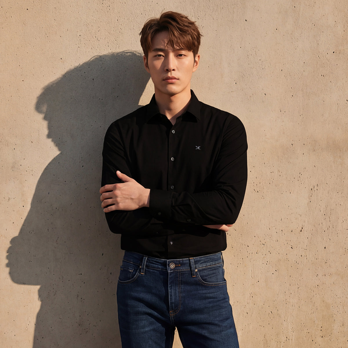 Full sleeves Slim Fit Black Premium Satin Solid Shirt