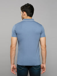 Men's Blue Solid Slim Fit T-Shirts