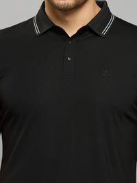 Men's Black Solid Slim Fit T-Shirts