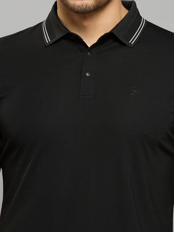 Men's Black Solid Slim Fit T-Shirts