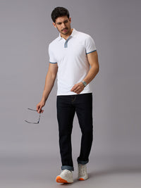 Men's White Solid Slim Fit T-Shirts