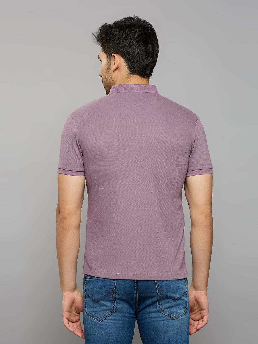 Men's Lilac Solid Slim Fit T-Shirts