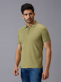 Men's Light Olive Solid Slim Fit T-Shirts