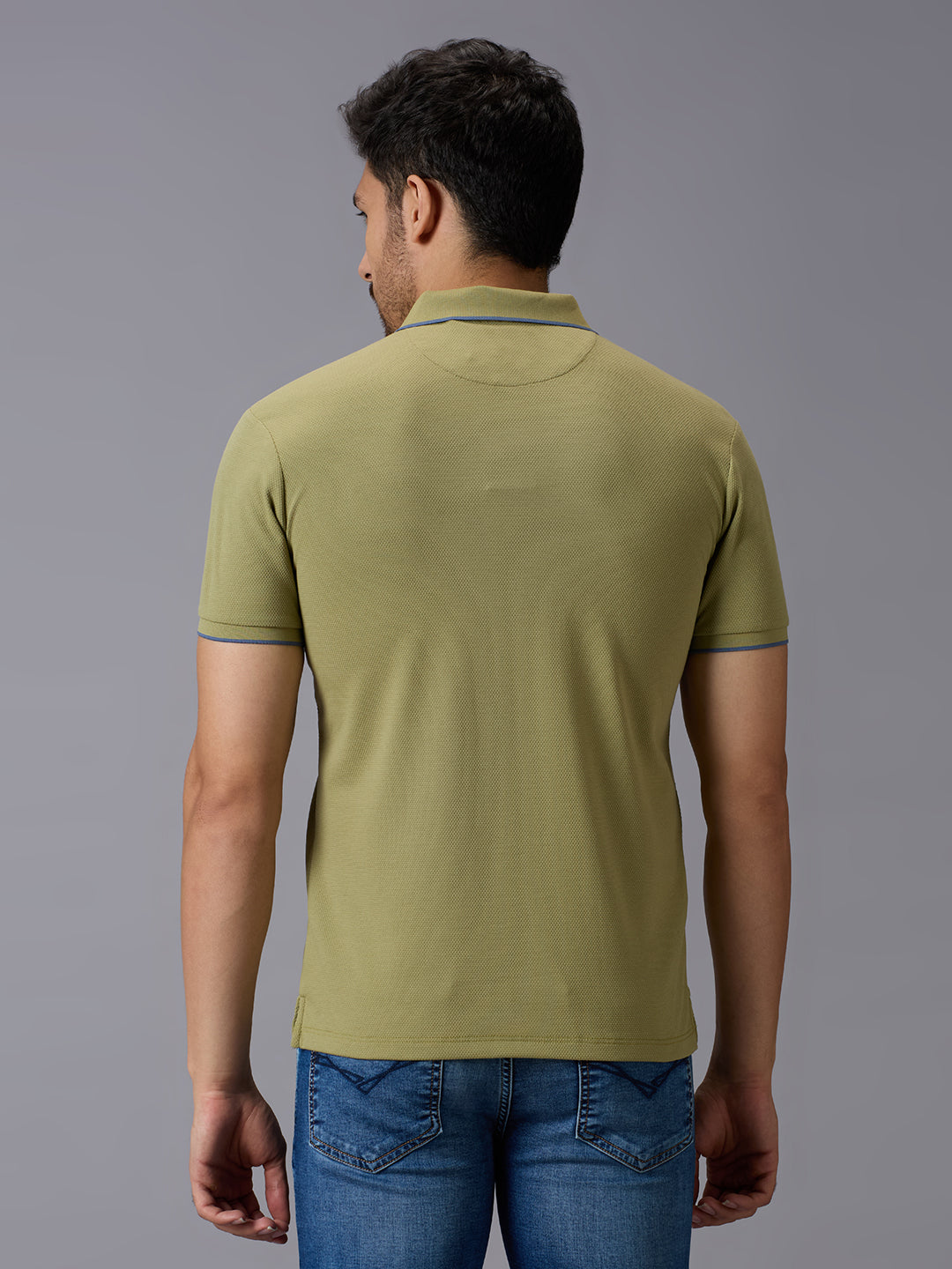 Men's Light Olive Solid Slim Fit T-Shirts