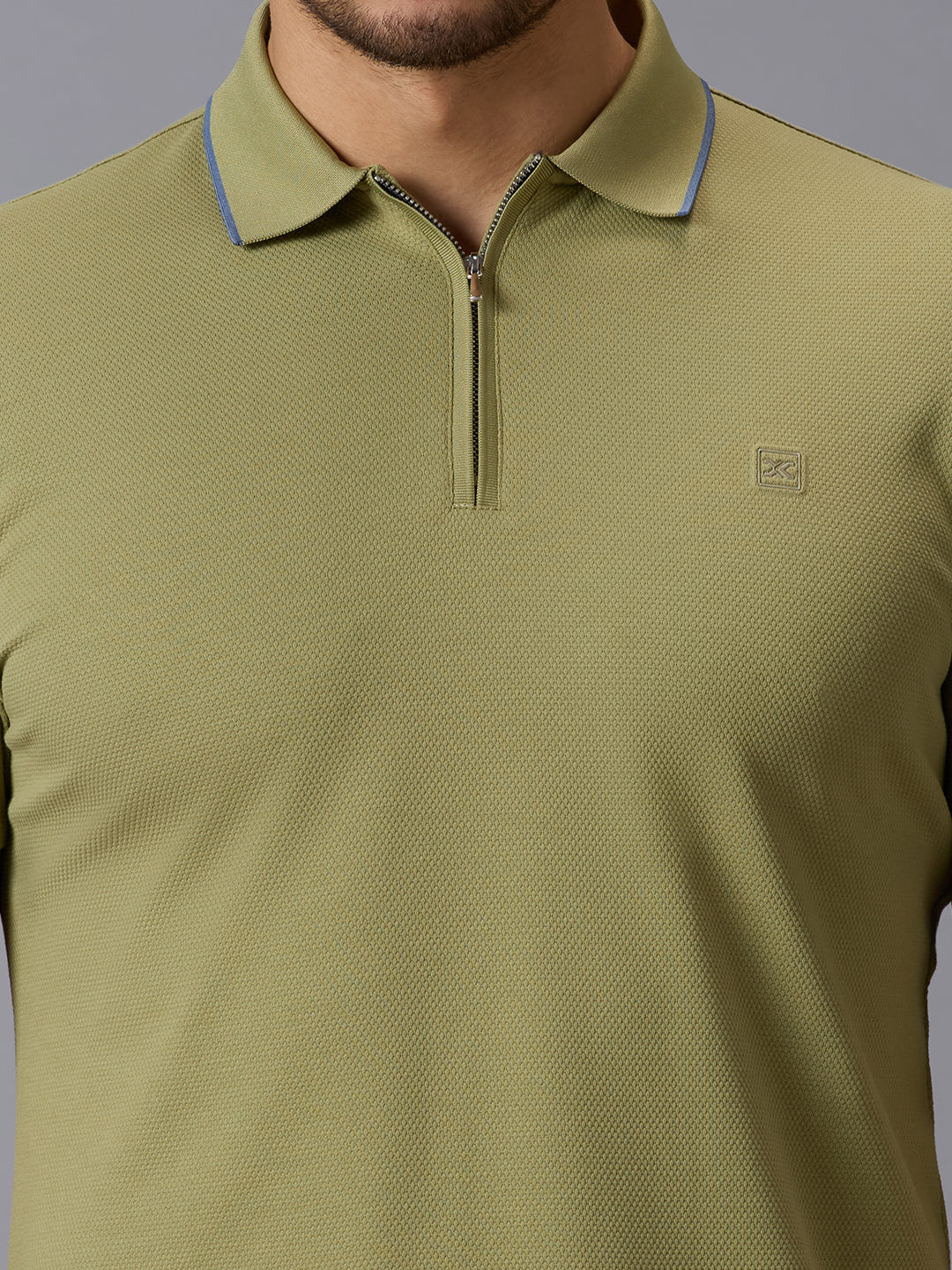 Men's Light Olive Solid Slim Fit T-Shirts