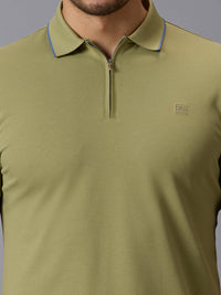 Men's Light Olive Solid Slim Fit T-Shirts