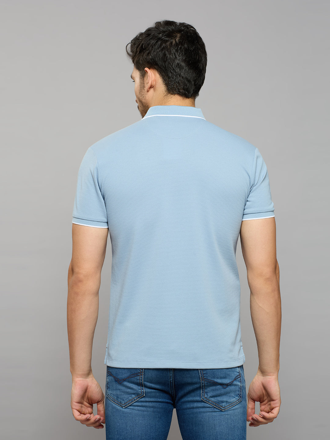 Men's Blue Solid Slim Fit T-Shirts
