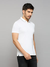 Men's White Solid Slim Fit T-Shirts