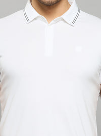 Men's White Solid Slim Fit T-Shirts