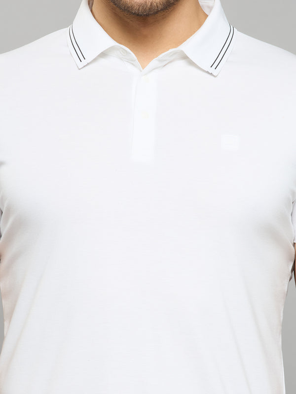 Men's White Solid Slim Fit T-Shirts