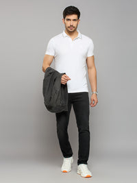 Men's White Solid Slim Fit T-Shirts