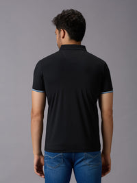 Men's Black Solid Slim Fit T-Shirts