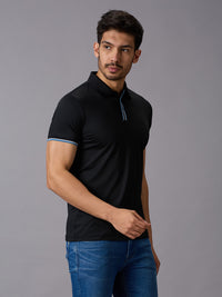 Men's Black Solid Slim Fit T-Shirts