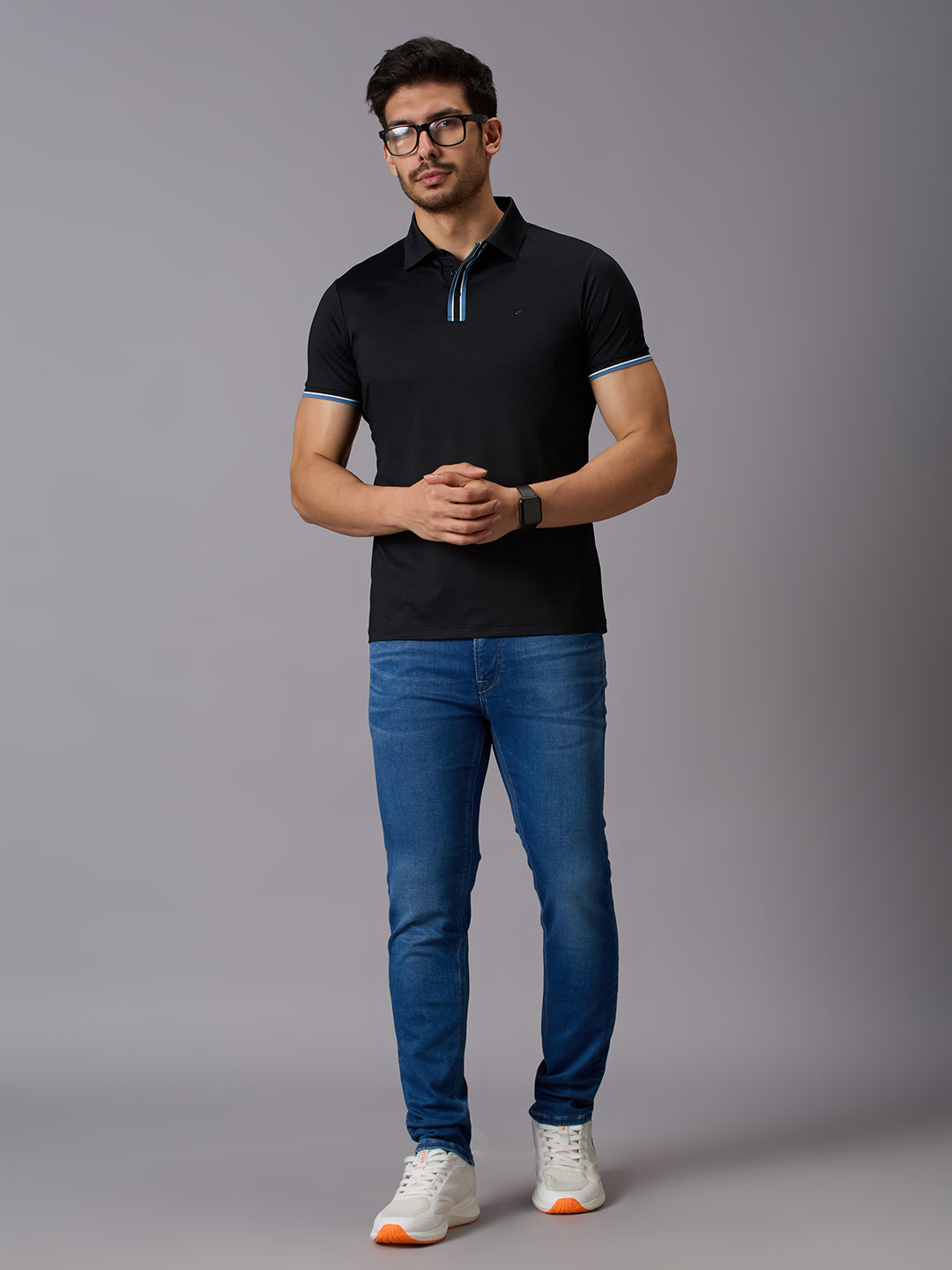 Men's Black Solid Slim Fit T-Shirts