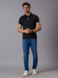 Men's Black Solid Slim Fit T-Shirts