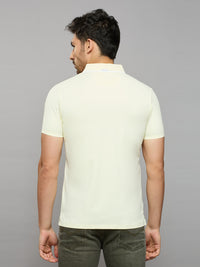 Men's Light Yellow Solid Slim Fit T-Shirts