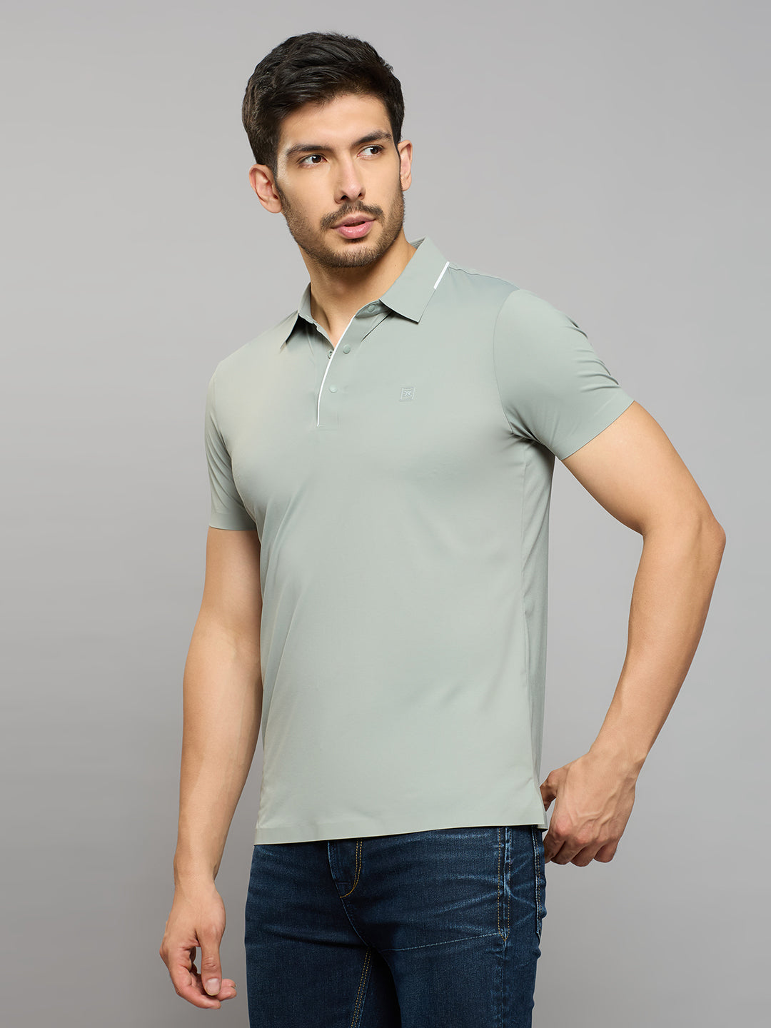 Men's Grey Solid Slim Fit T-Shirts