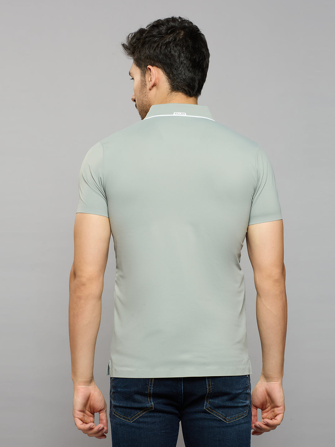 Men's Grey Solid Slim Fit T-Shirts