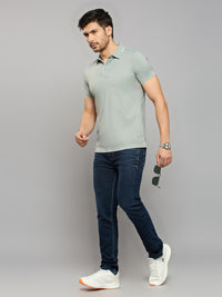 Men's Grey Solid Slim Fit T-Shirts