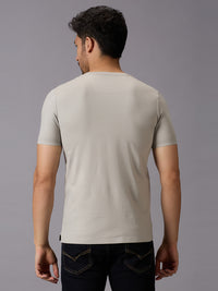 Men's Light Grey Solid Slim Fit T-Shirts