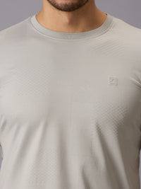 Men's Light Grey Solid Slim Fit T-Shirts