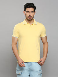 Men's Yellow Solid Slim Fit T-Shirts