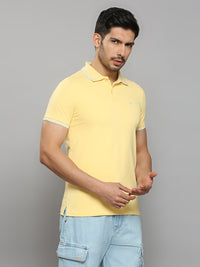 Men's Yellow Solid Slim Fit T-Shirts