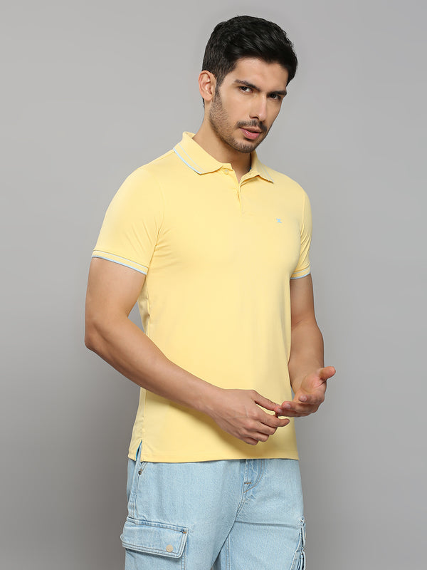 Men's Yellow Solid Slim Fit T-Shirts