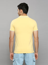 Men's Yellow Solid Slim Fit T-Shirts