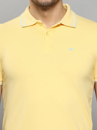 Men's Yellow Solid Slim Fit T-Shirts