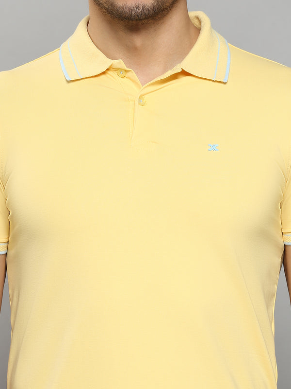 Men's Yellow Solid Slim Fit T-Shirts