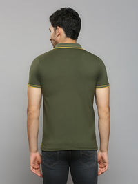 Men's Olive Solid Slim Fit T-Shirts