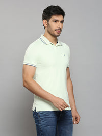 Men's Light Green Solid Slim Fit T-Shirts