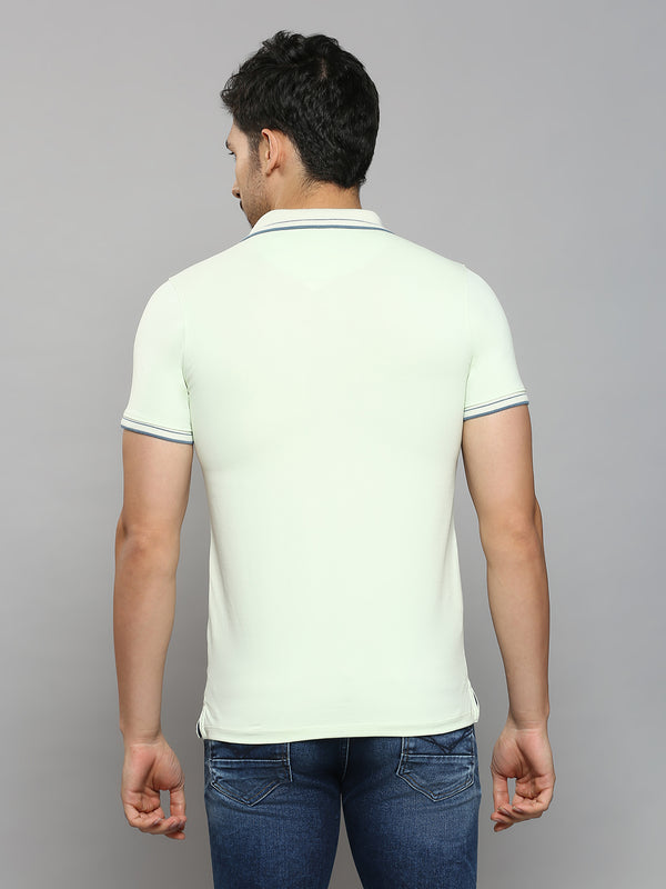 Men's Light Green Solid Slim Fit T-Shirts
