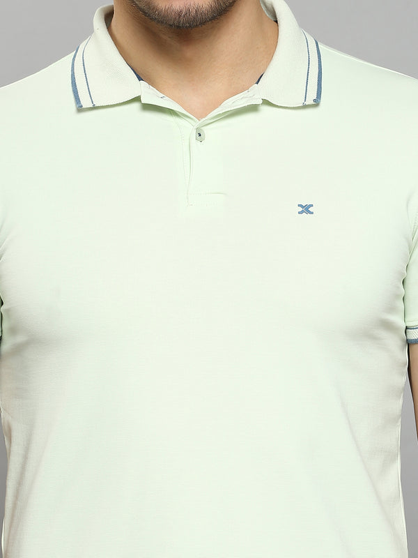 Men's Light Green Solid Slim Fit T-Shirts