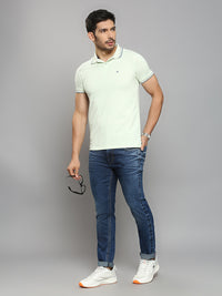 Men's Light Green Solid Slim Fit T-Shirts