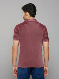 Men's Maroon Printed Slim Fit T-Shirts