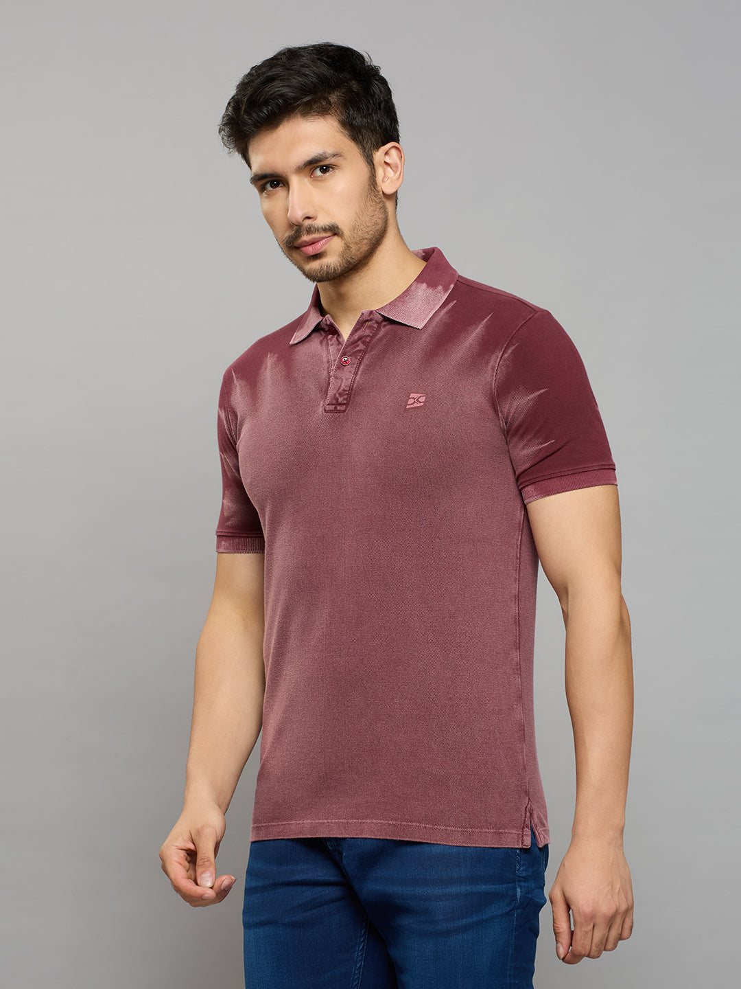 Men's Maroon Printed Slim Fit T-Shirts