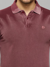 Men's Maroon Printed Slim Fit T-Shirts