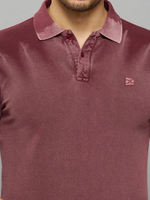 Men's Maroon Printed Slim Fit T-Shirts