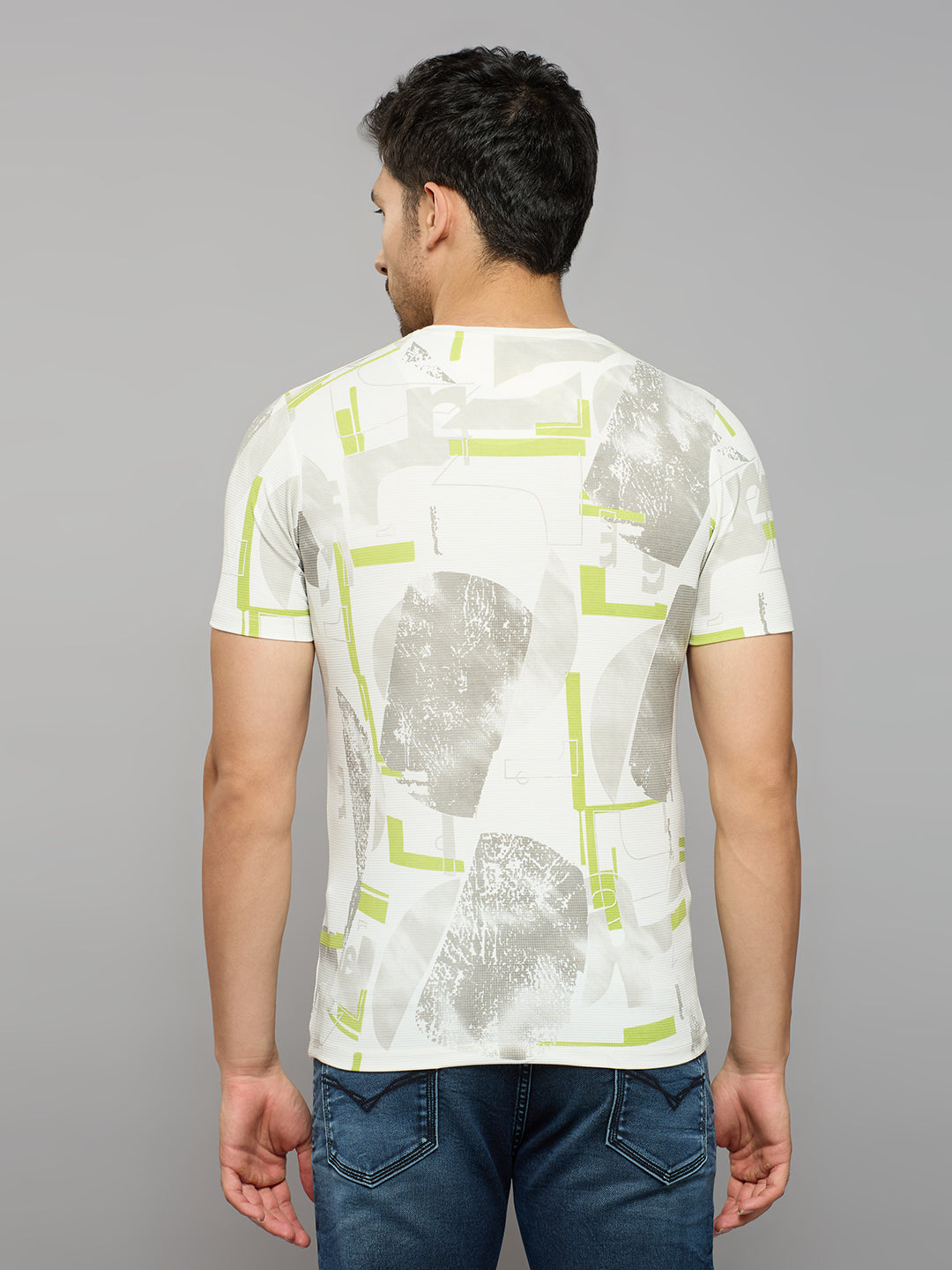 Men's White Printed Slim Fit T-Shirts