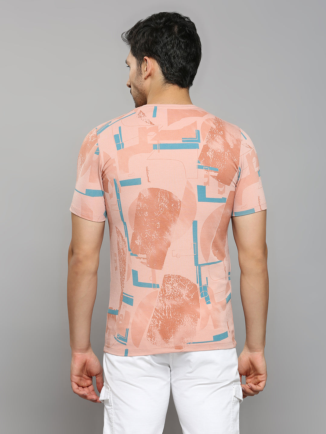Men's Pink Printed Slim Fit T-Shirts