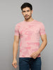 Men's Pink Printed Slim Fit T-Shirts