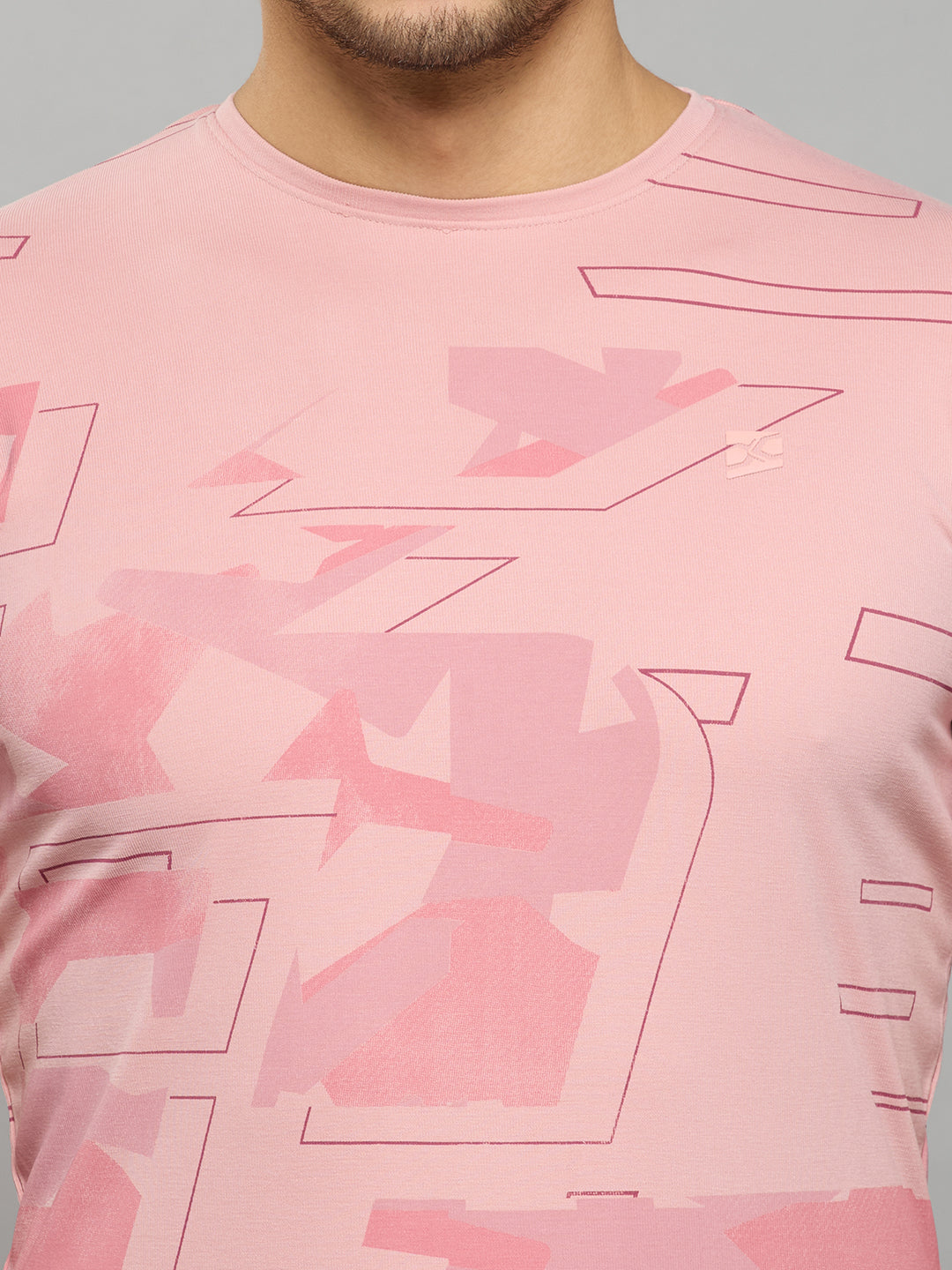 Men's Pink Printed Slim Fit T-Shirts