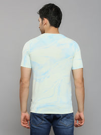 Men's Light Green Printed Slim Fit T-Shirts