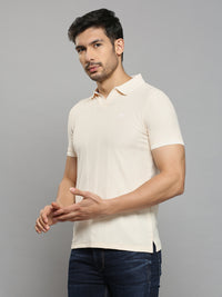 Men's Peach Solid Slim Fit T-Shirts